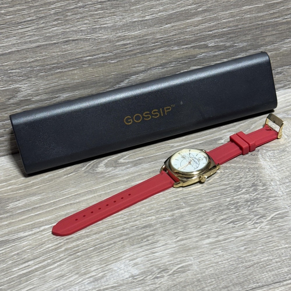 Gossip Watch Womens Red‎ Silicone Band Gold Tone Quartz Japan Movt GSP888C Box